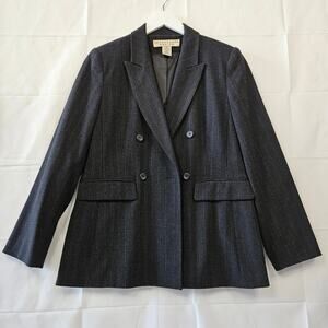 Apostrophe Blazer Jacket Business Casual Petite Striped Dark Gray Size 8P